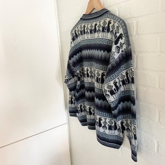 Alpaca Zipped Knit cardigan Sweater Alpaca Wool Fair Isle Hygge Southwestern L - Picture 10 of 14